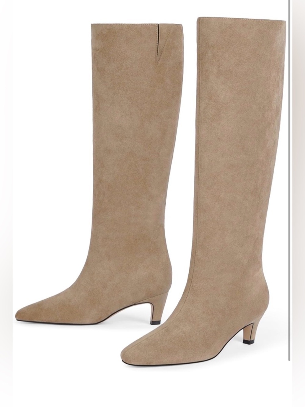 Modatope Knee High Square Toe Kitten Heel Tall Boots Womens Fashion Long Boots